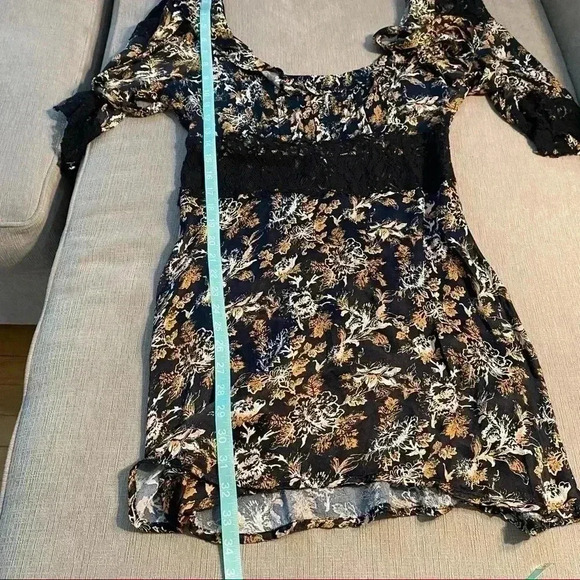 Free People Lucie Mini Dress in Black Combo With Lace Detail Size 8 - Picture 14 of 16